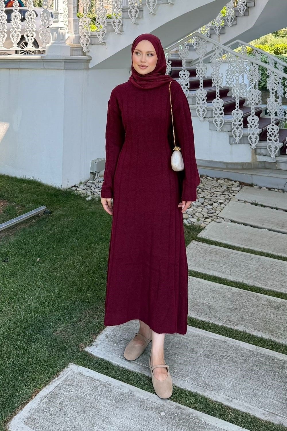 Panter Fitilli Elbise Bordo 2630 