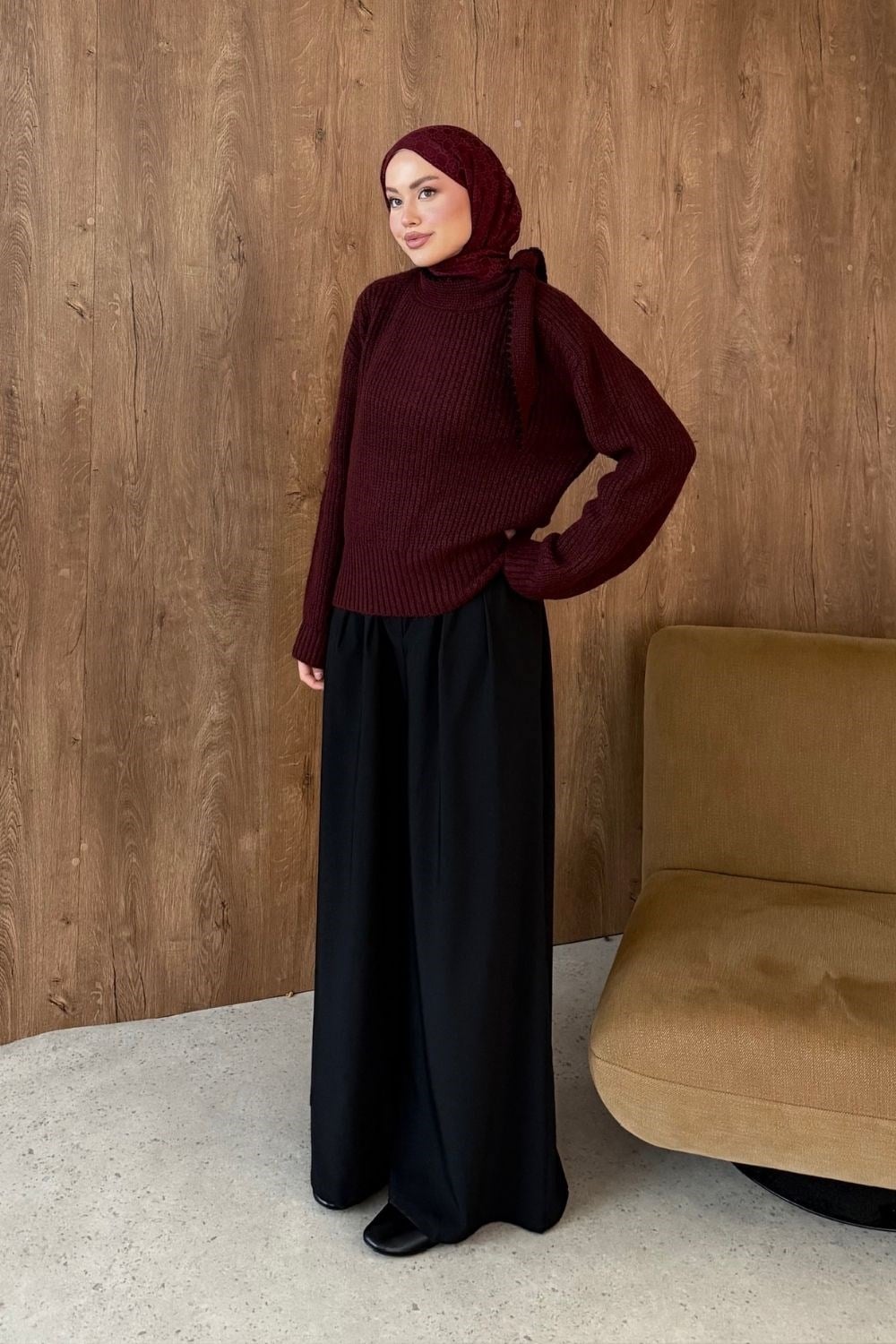 İkonik Yaka Dty Kazak Bordo 2650 