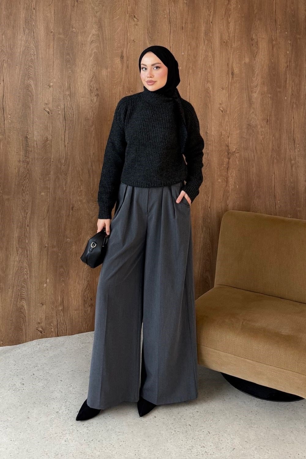 İkonik Yaka Dty Kazak Siyah 2650 