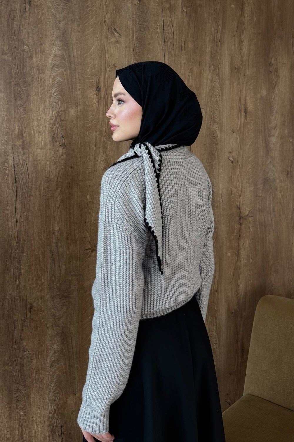 İkonik Yaka Dty Kazak Vizon 2650 