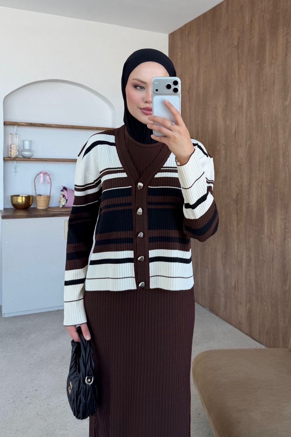 Falco Çizgili Takım Kahverengi 2690 