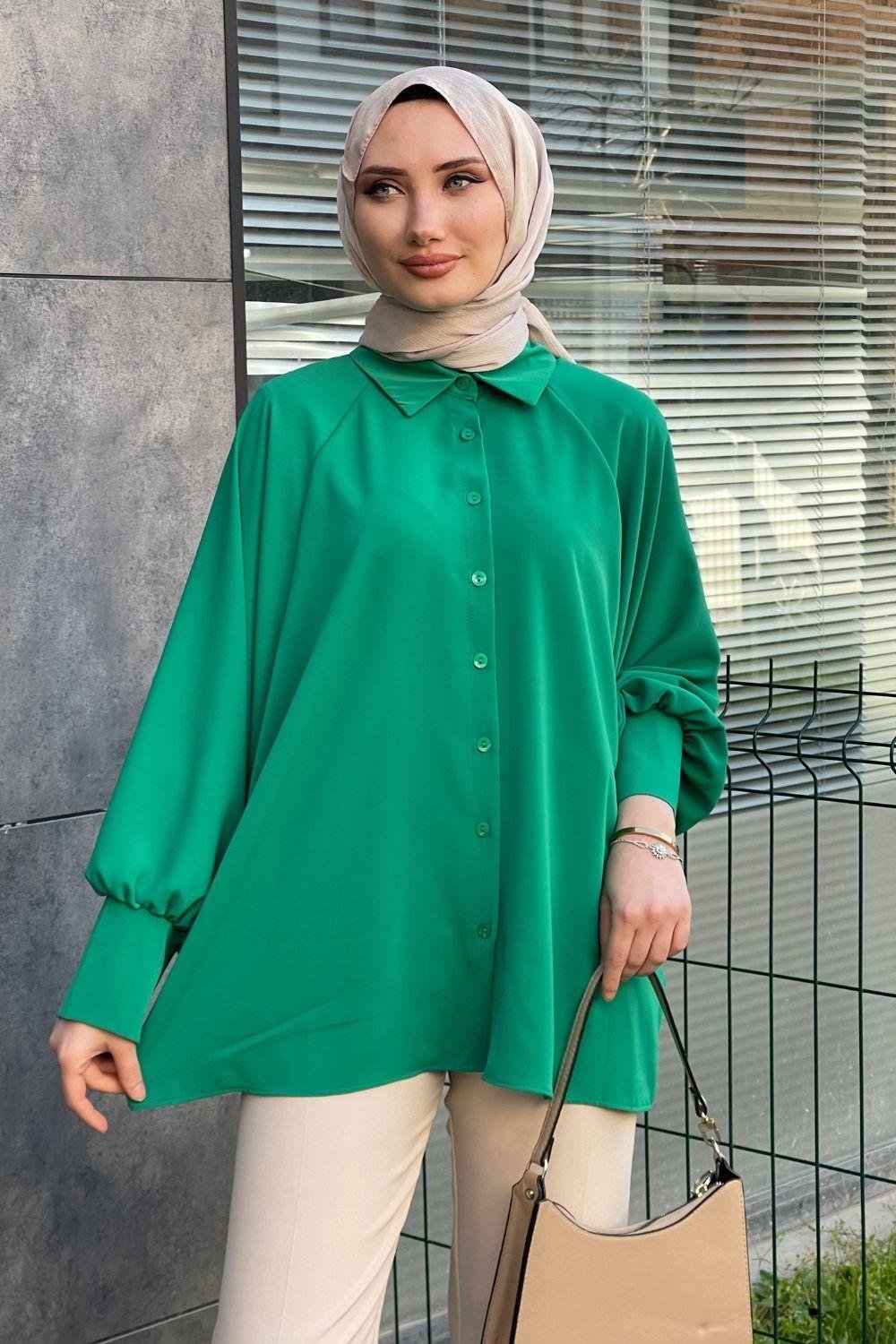 Reglan Kol Önden Düğmeli Yeşil 2822 