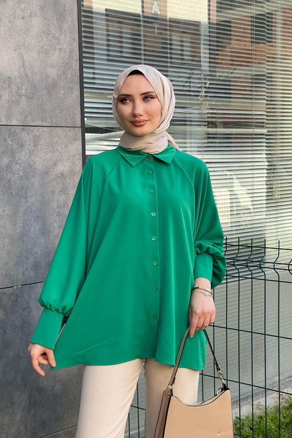 Reglan Kol Önden Düğmeli Yeşil 2822 
