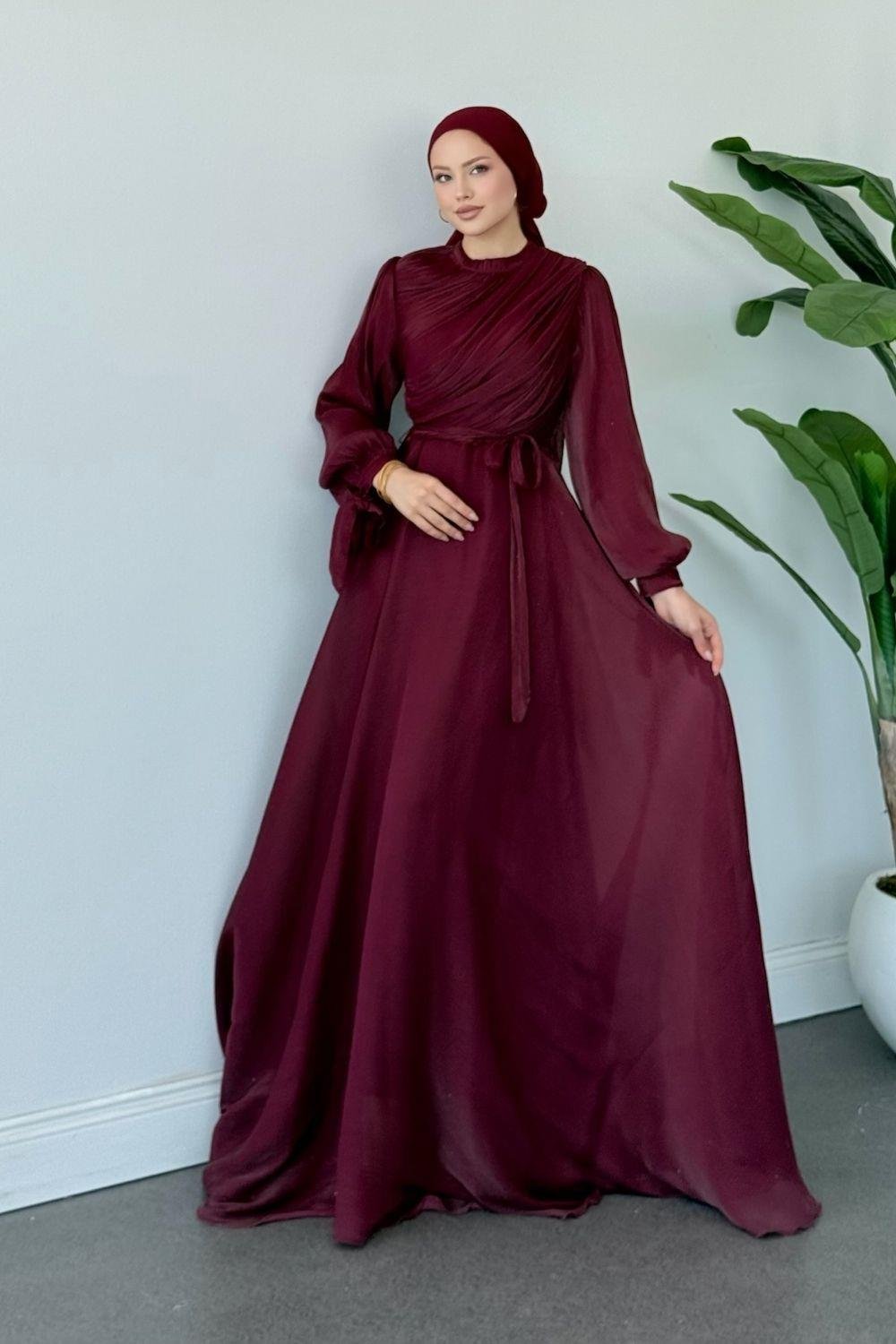 Su Piliseli Abiye Bordo 3023 