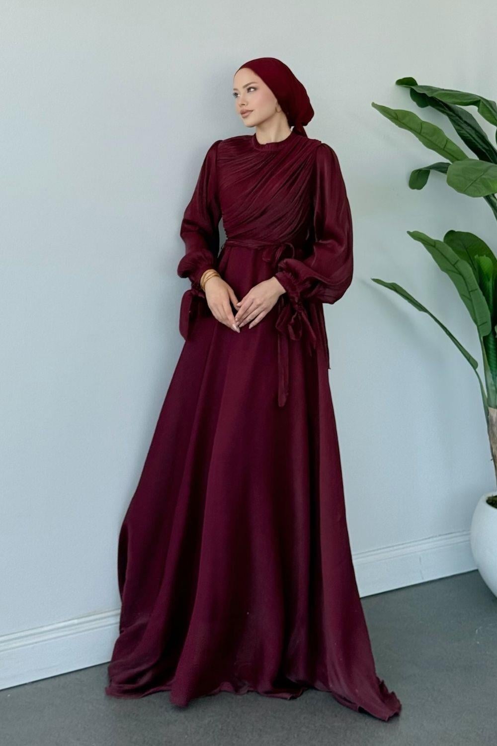 Su Piliseli Abiye Bordo 3023 