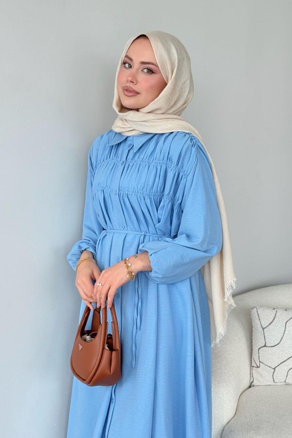 Semiz Gipeli Elbise Bebe Mavisi 30470 