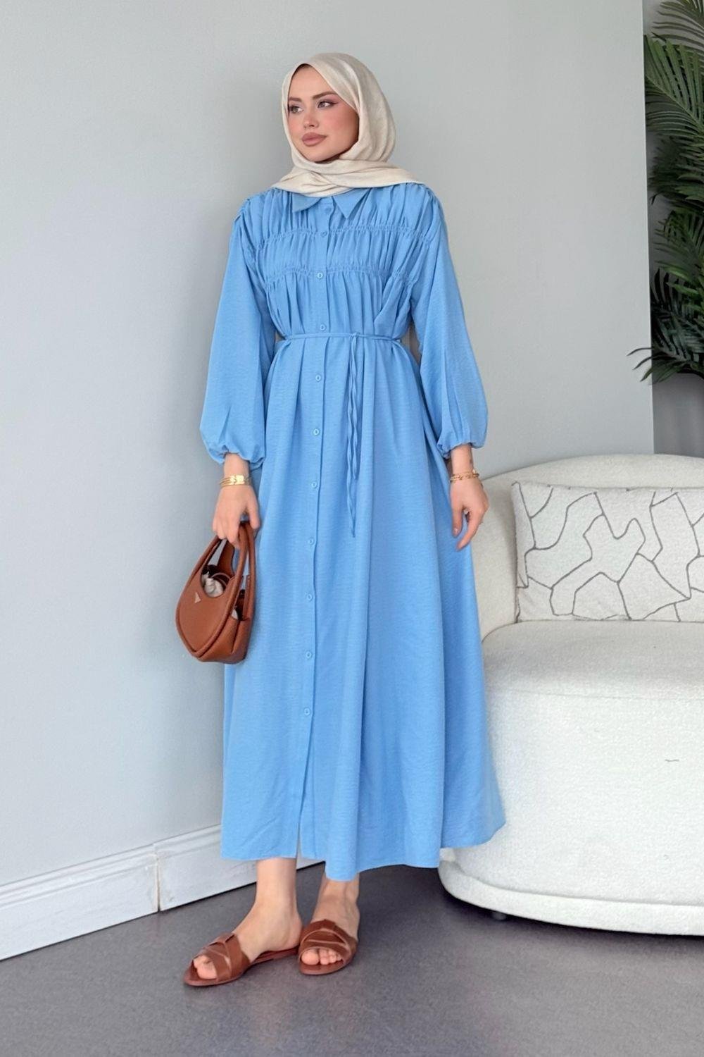 Semiz Gipeli Elbise Bebe Mavisi 30470 