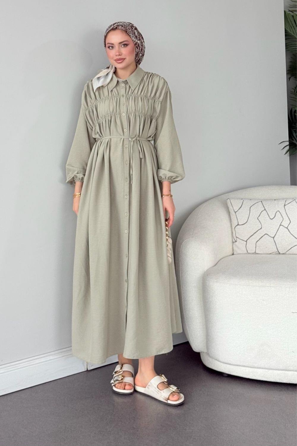 Semiz Gipeli Elbise Mint 30470 