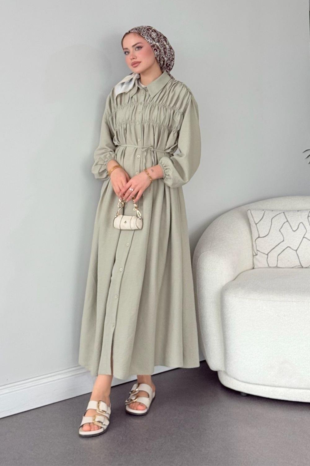 Semiz Gipeli Elbise Mint 30470 