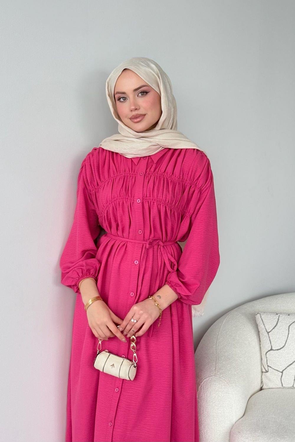 Semiz Gipeli Elbise Pembe 30470 