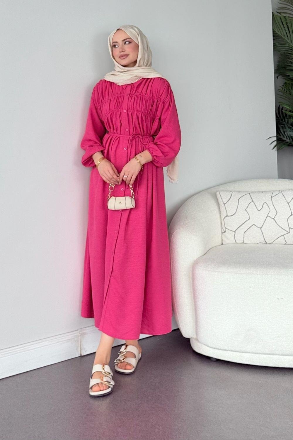 Semiz Gipeli Elbise Pembe 30470 