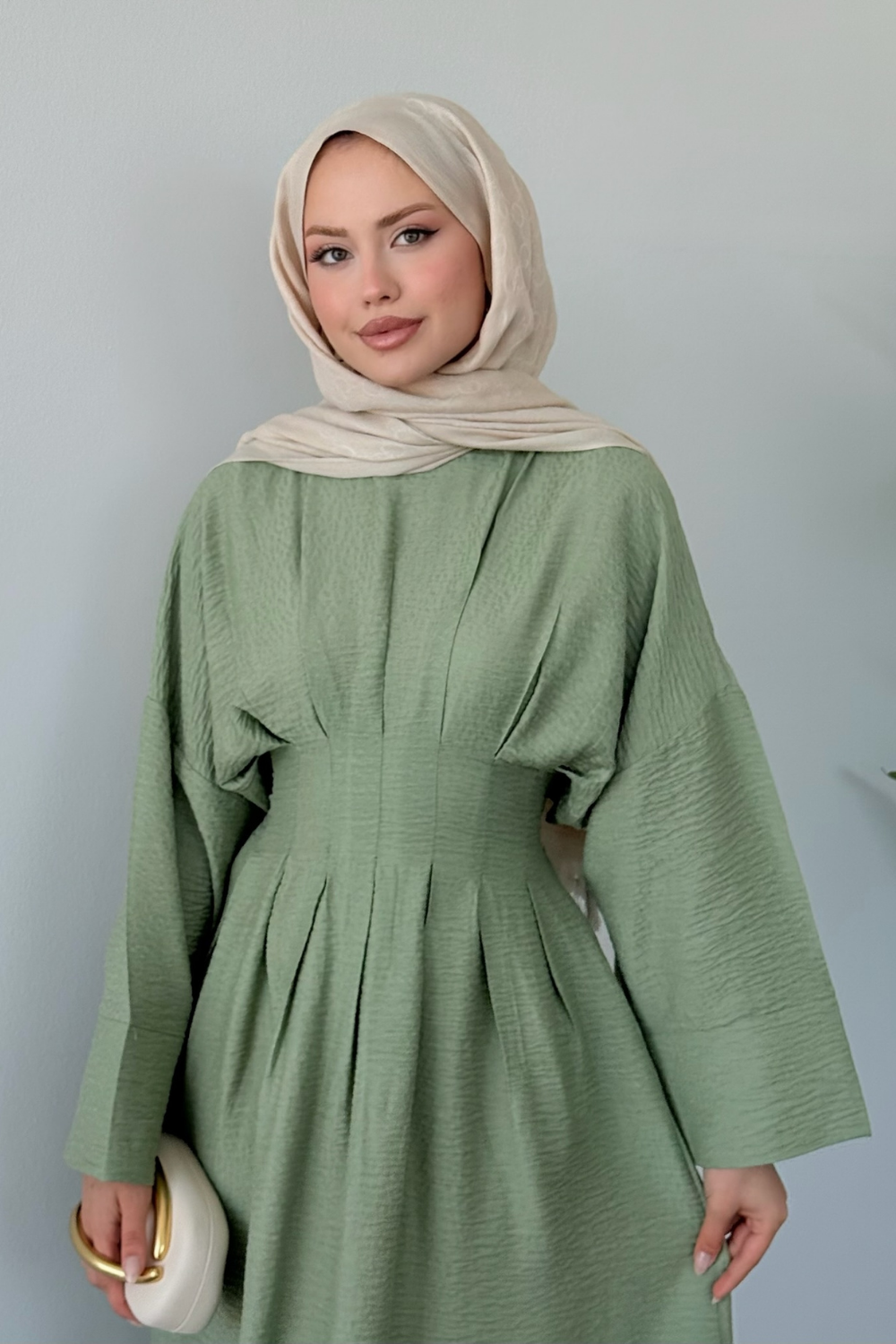 Eyfel Kuşaklı Elbise Mint 3049 