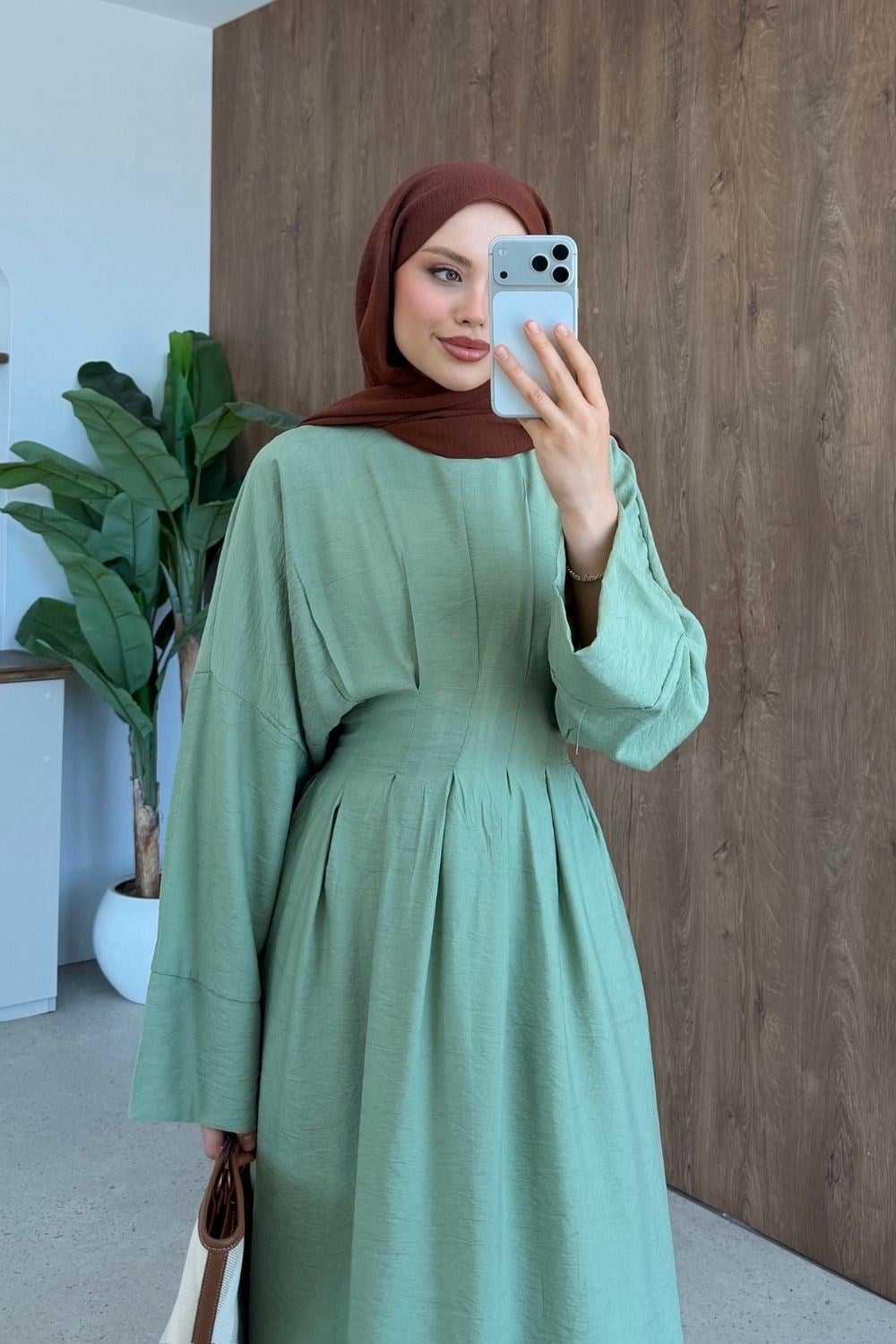 Eyfel Kuşaklı Elbise Mint 3049 
