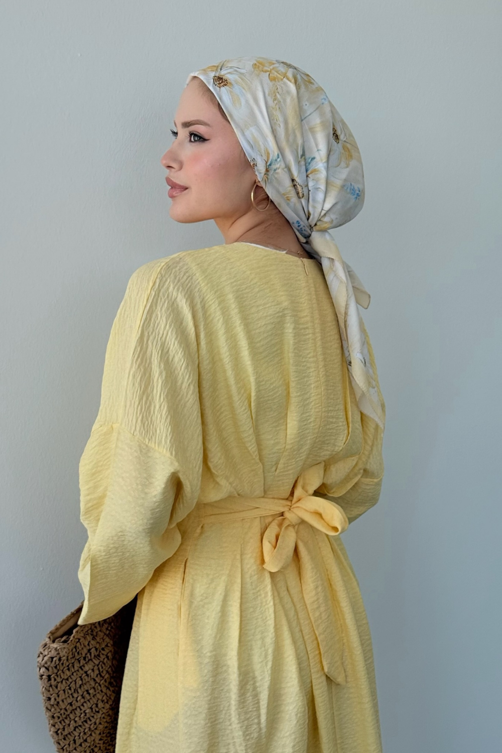 Eyfel Kuşaklı Elbise Sarı 3049 