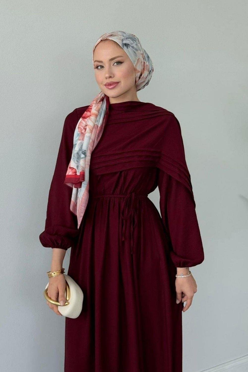 Esinti Elbise Bordo 3050 