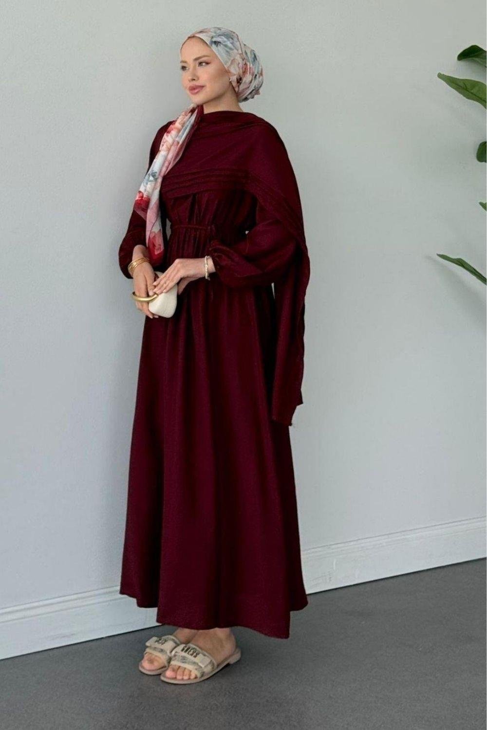 Esinti Elbise Bordo 3050 