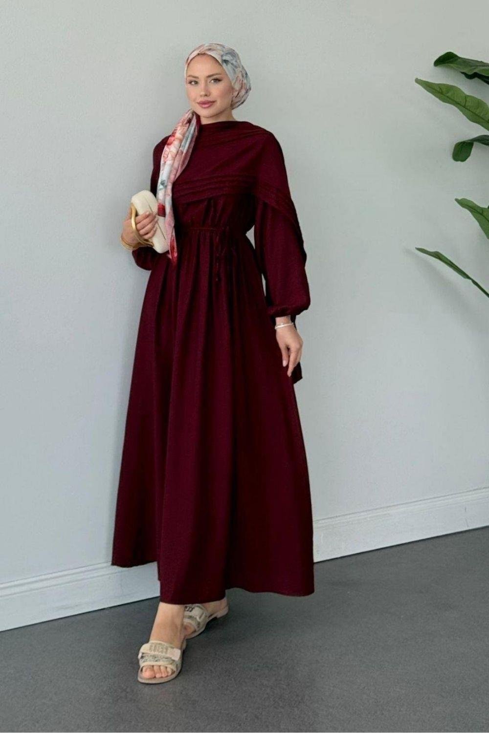 Esinti Elbise Bordo 3050 