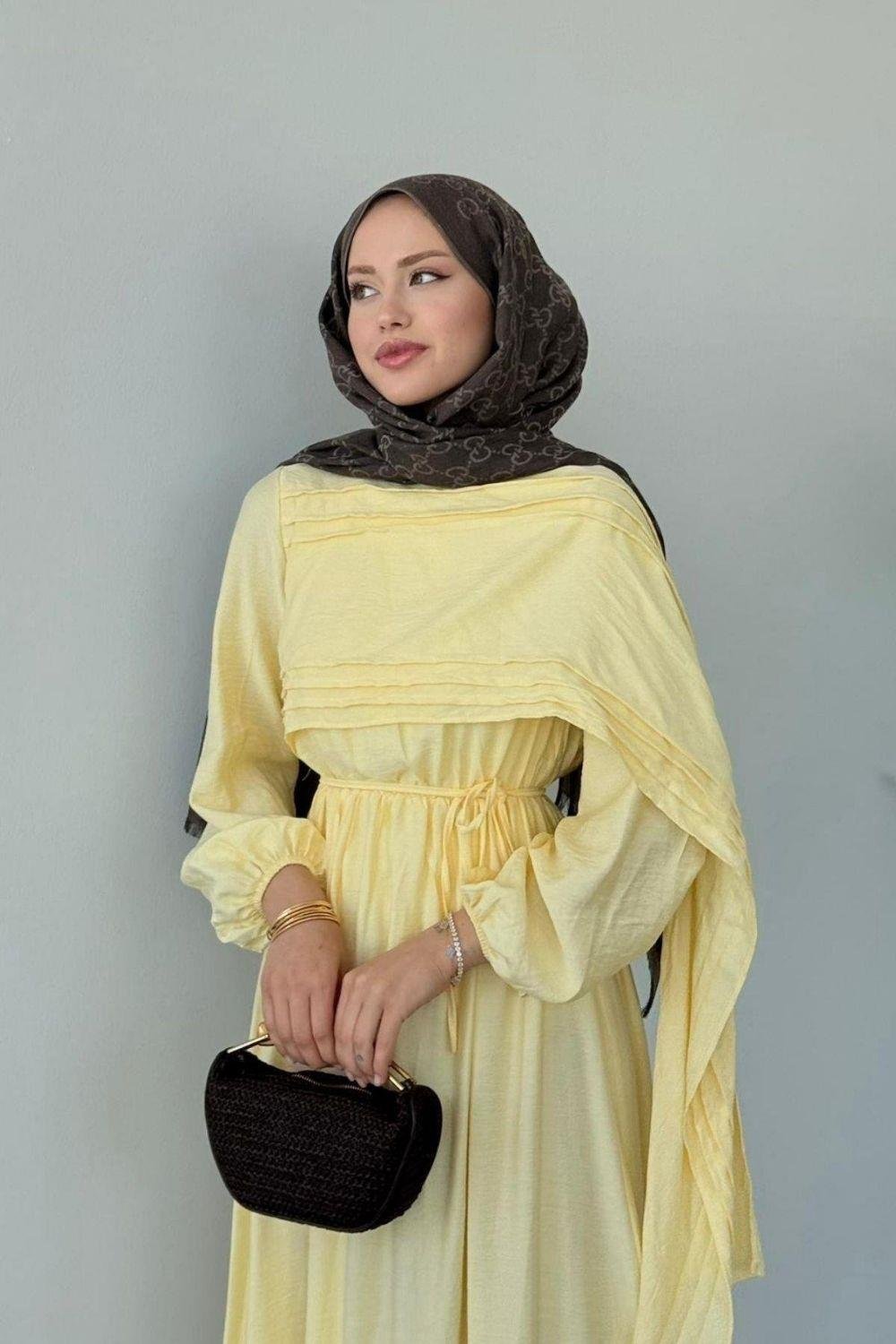 Esinti Elbise Sarı 3050 