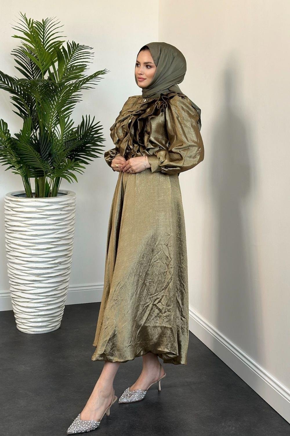 Arnisa Önü Fırfırlı Takım Haki 3063 