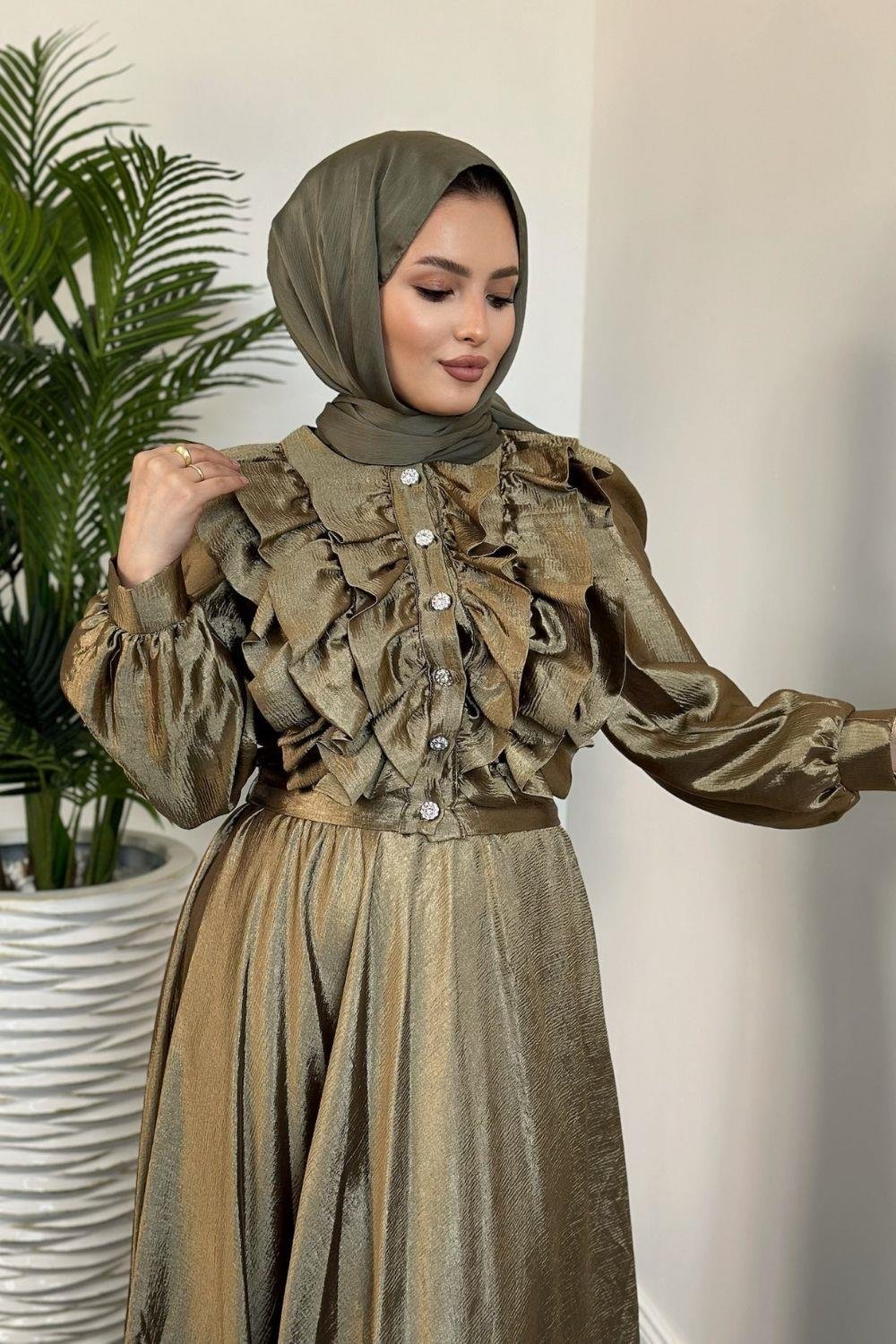 Arnisa Önü Fırfırlı Takım Haki 3063 