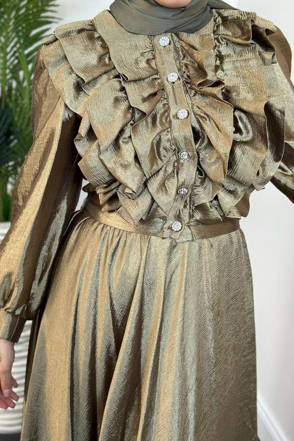 Arnisa Önü Fırfırlı Takım Haki 3063 