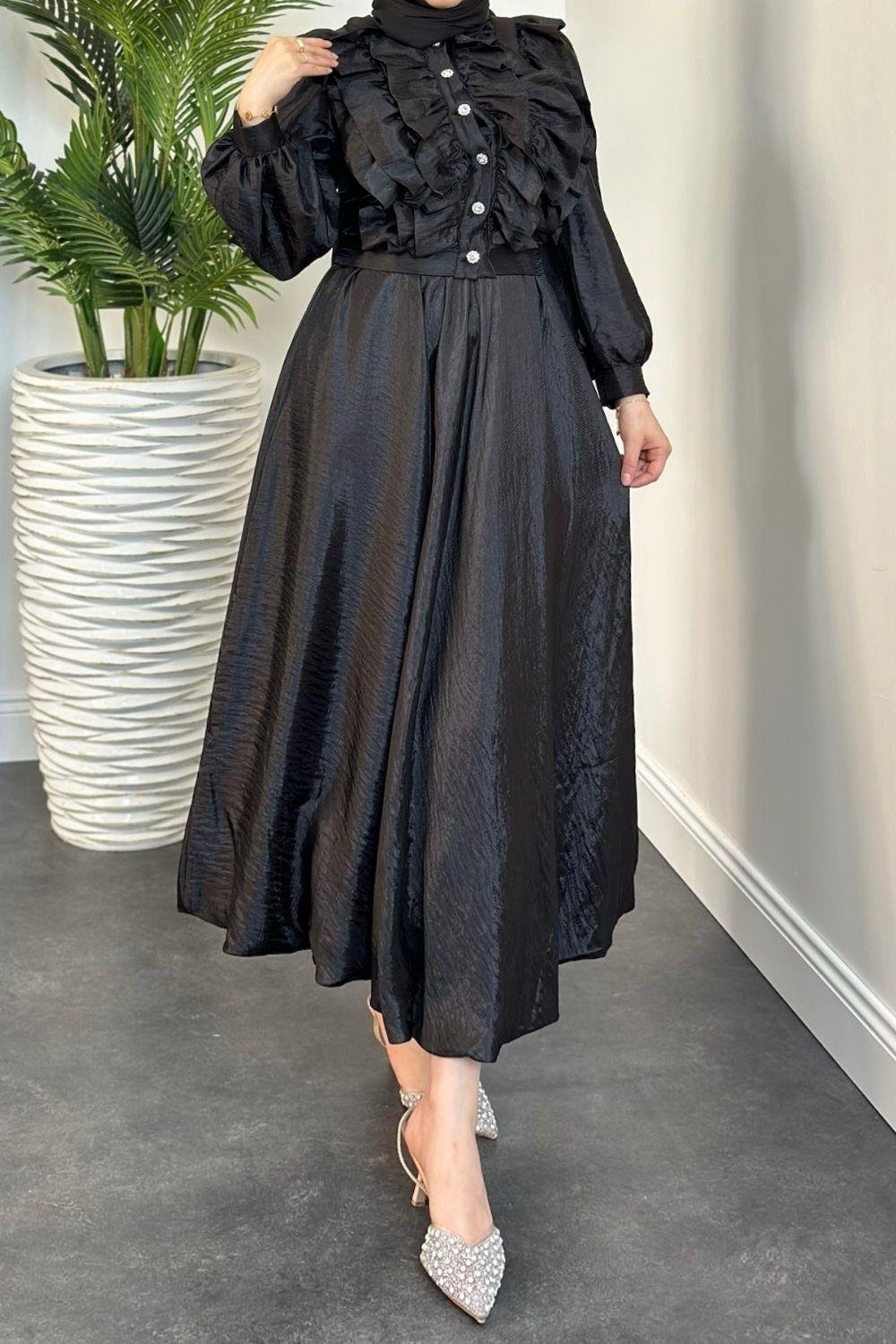 Arnisa Önü Fırfırlı Takım Siyah 3063 