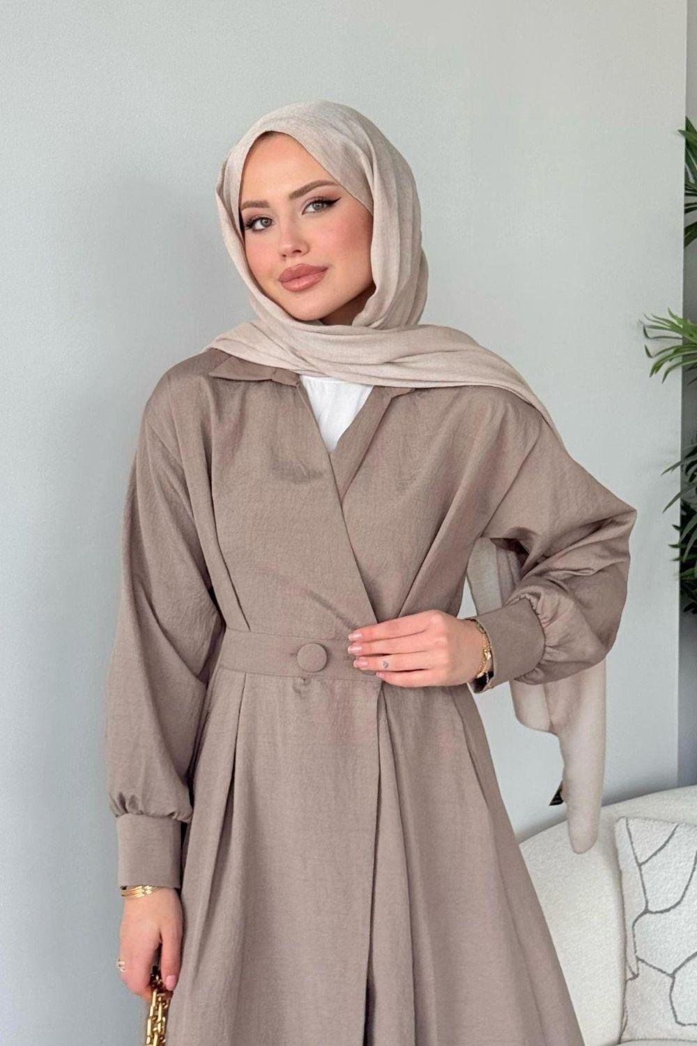 Elizabeth Düğmeli Elbise Taş 3069 