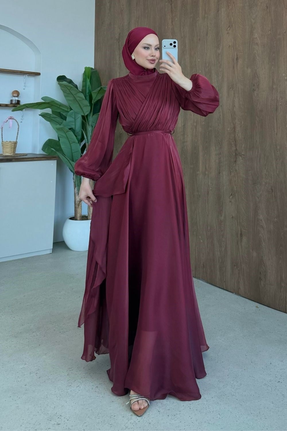 Carmen Kruvaze Abiye Bordo 3072 