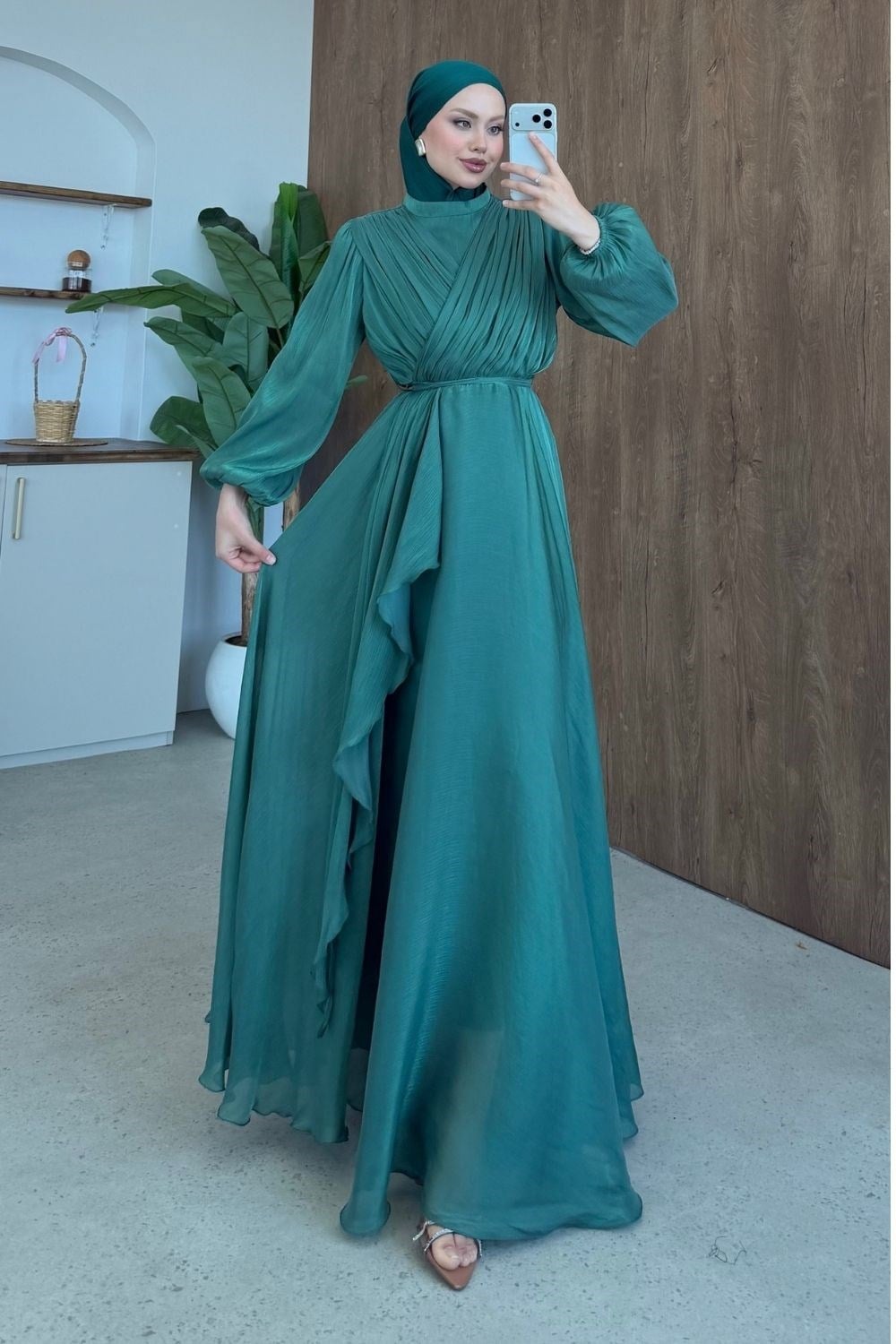 Carmen Kruvaze Abiye Yeşil 3072 