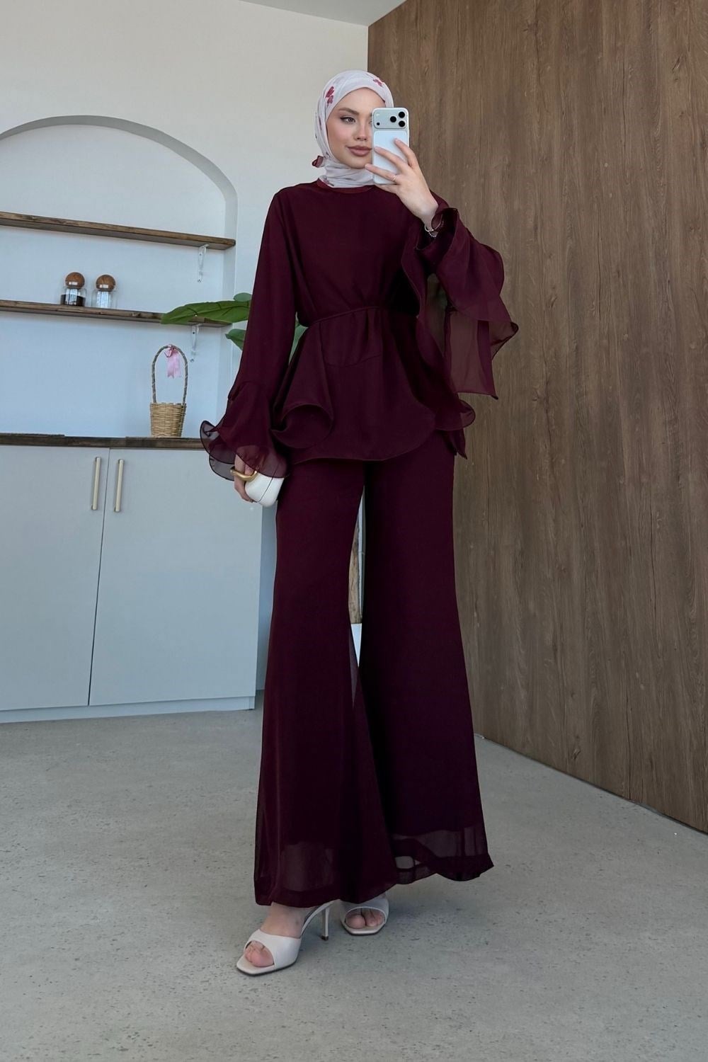 Moonlight Şifon Takım Bordo 3270 