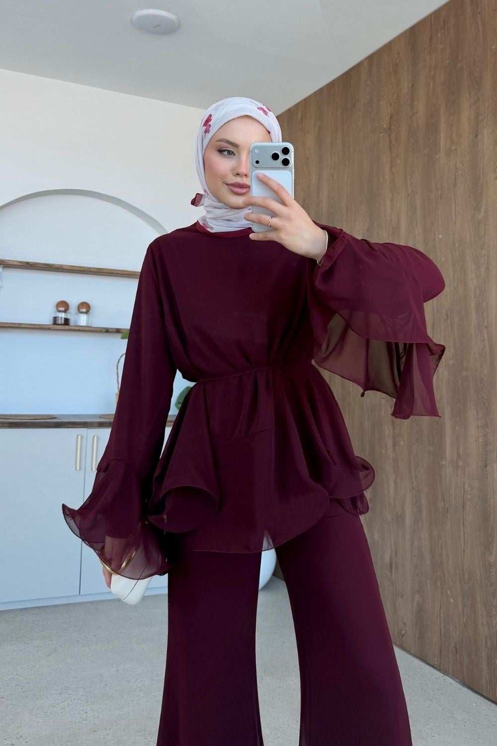 Moonlight Şifon Takım Bordo 3270 
