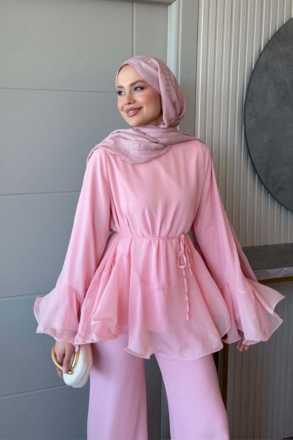 Moonlight Şifon Takım Pembe 3270 