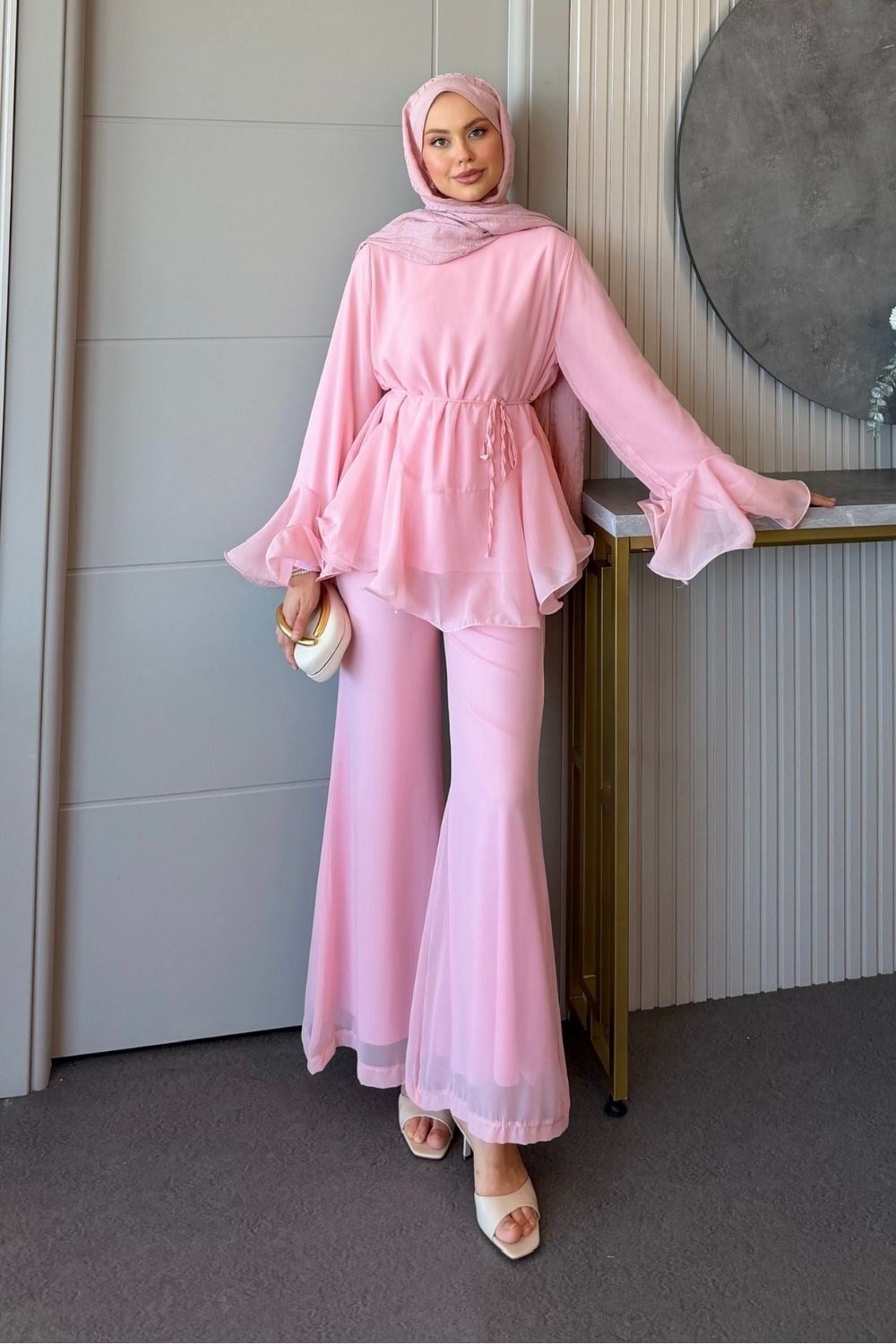 Moonlight Şifon Takım Pembe 3270 