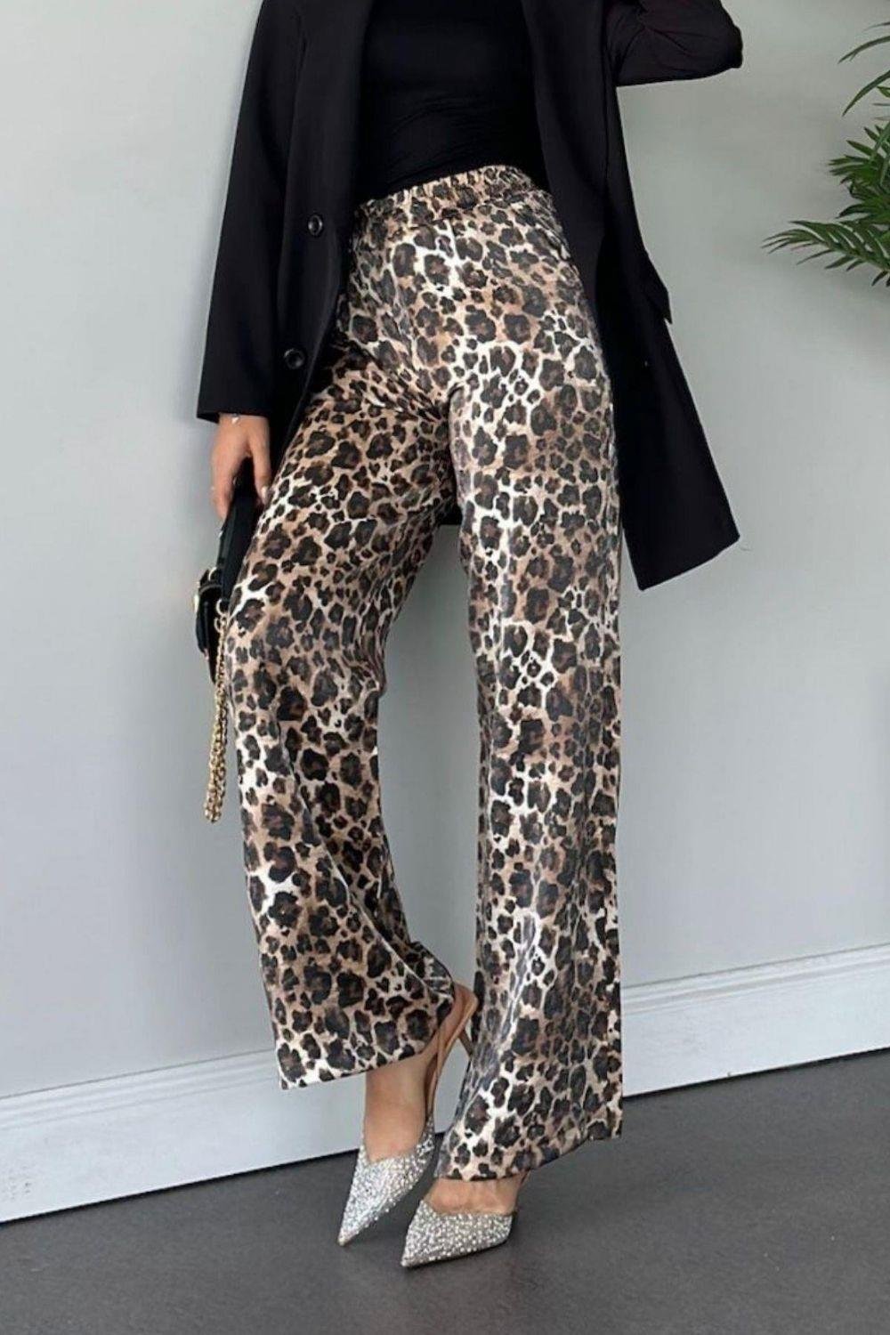 Leoparlı Pantolon Kahverengi 33505 