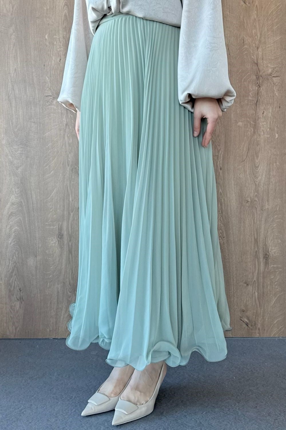Piliseli Şifon Etek Mint 36690 