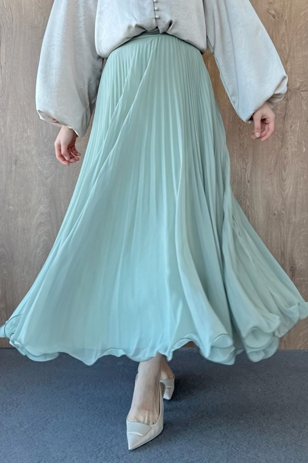 Piliseli Şifon Etek Mint 36690 