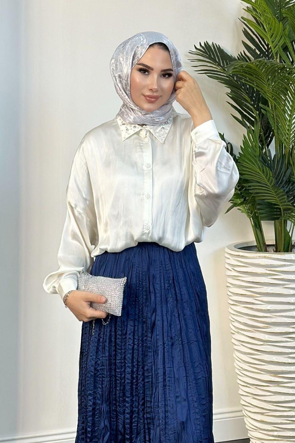 Nisanur Gömlek Beyaz 3676 
