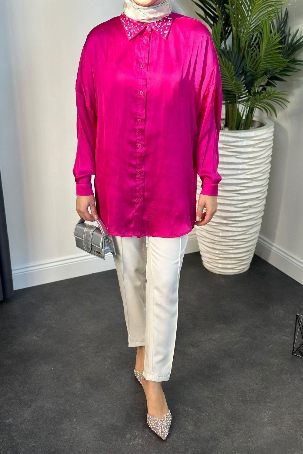 Nisanur Gömlek Fuşya 3676 