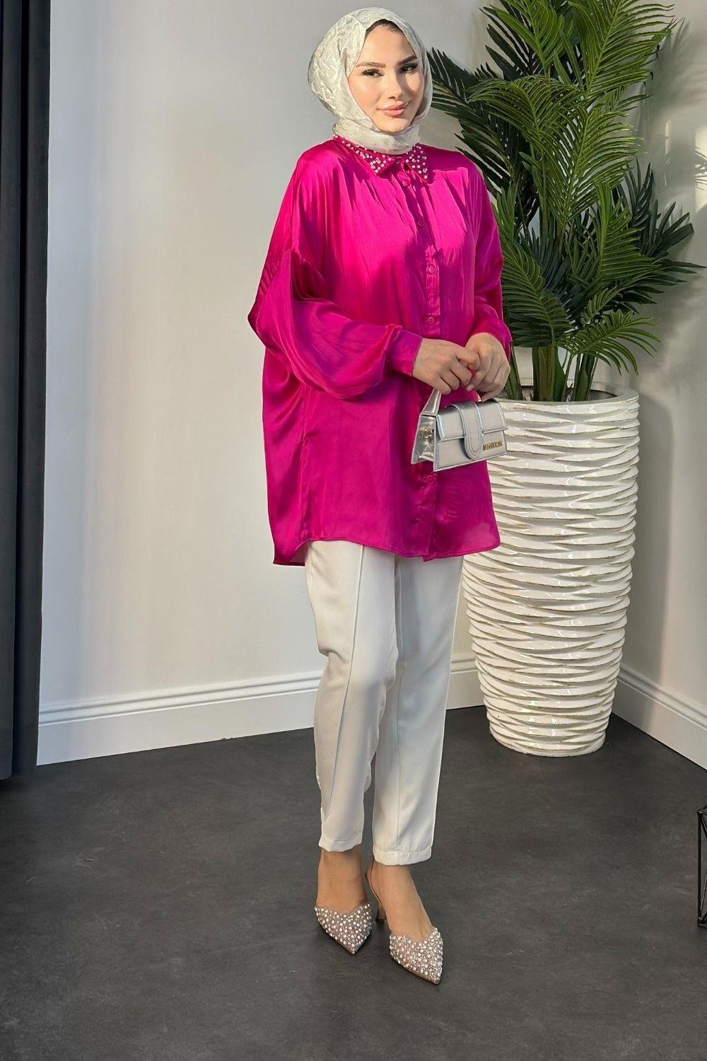 Nisanur Gömlek Fuşya 3676 