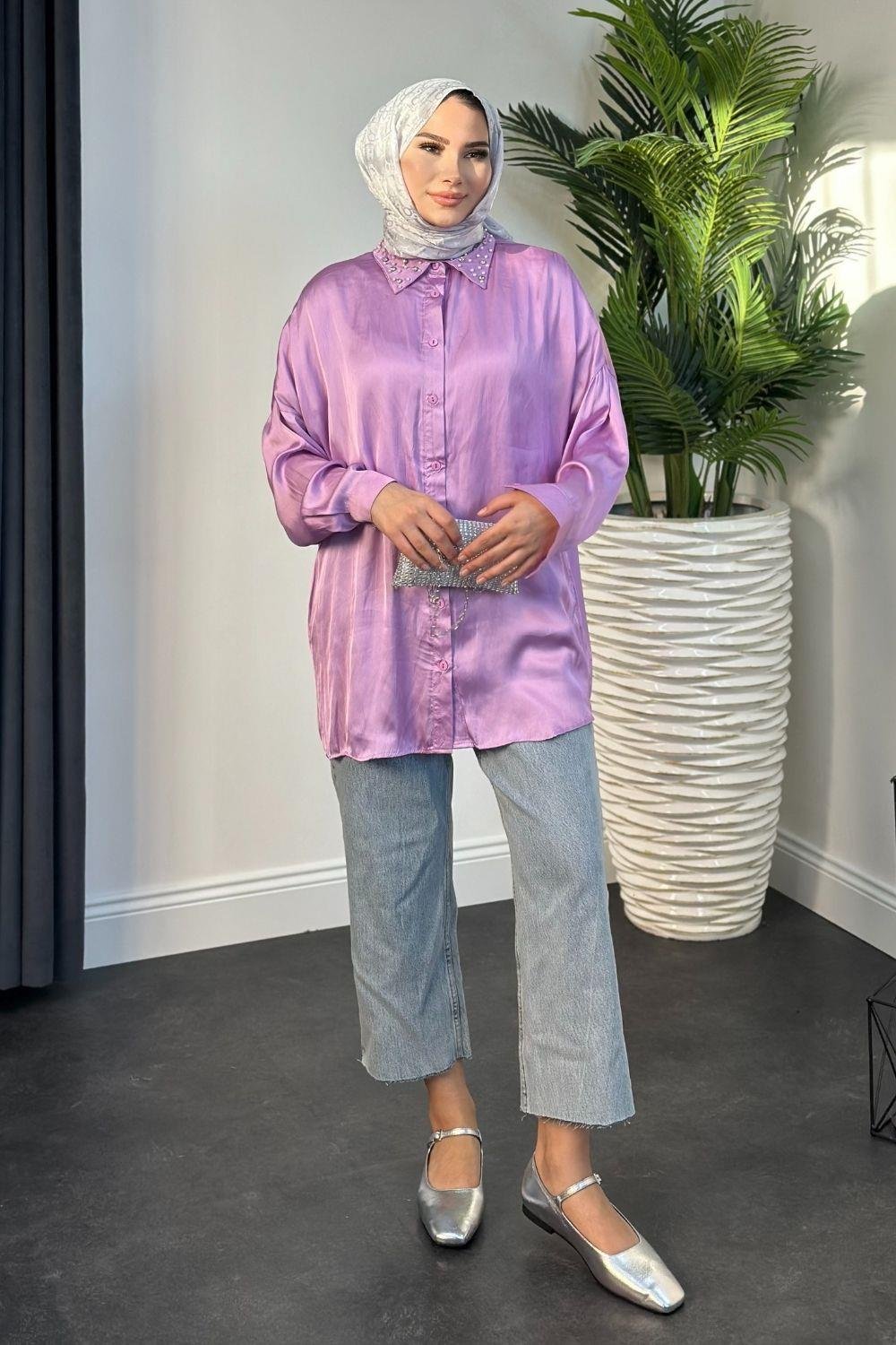 Nisanur Gömlek Lila 3676 