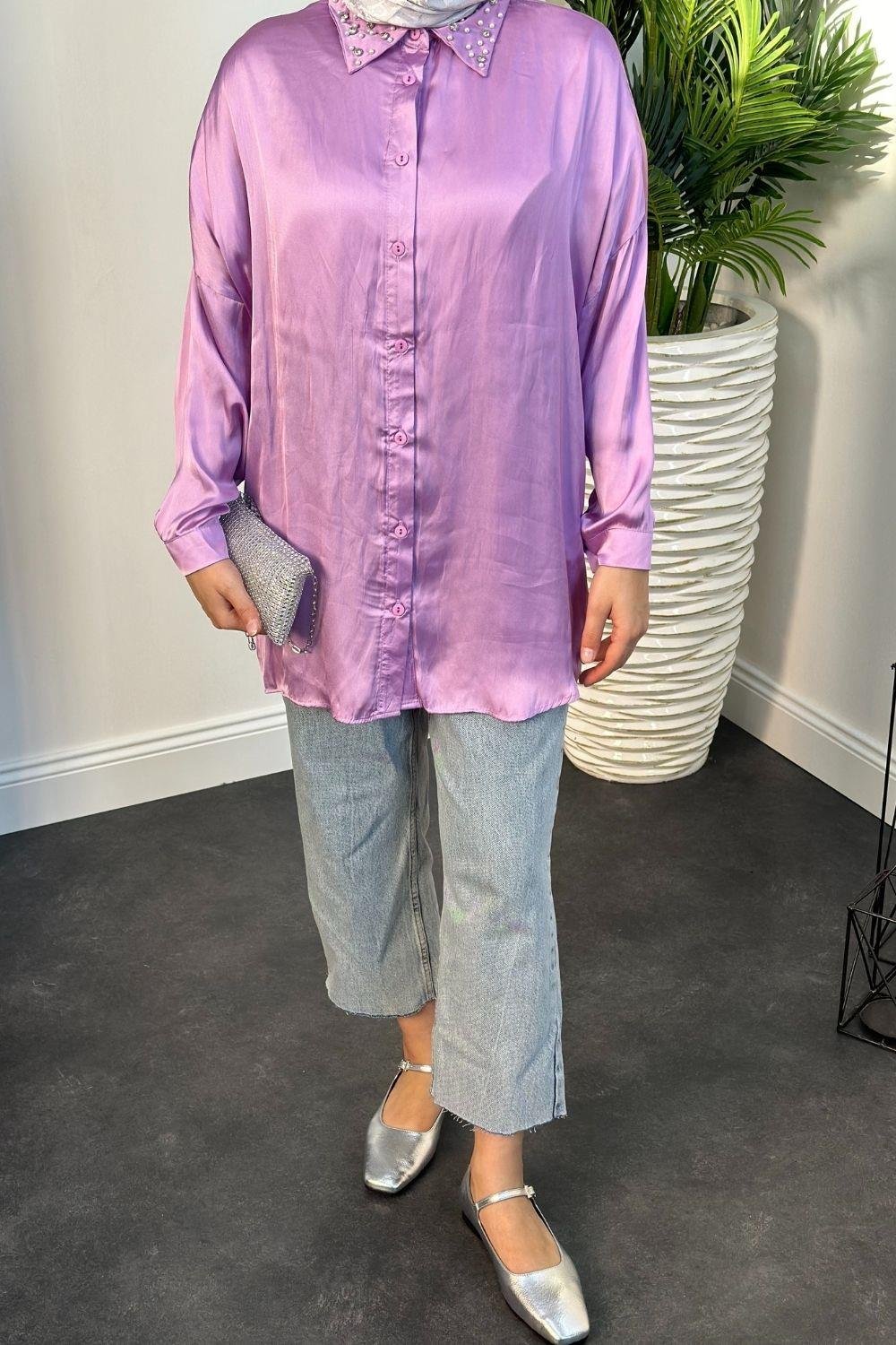 Nisanur Gömlek Lila 3676 