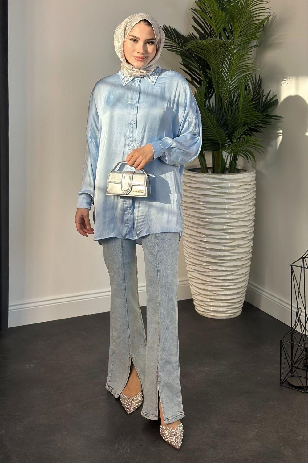 Nisanur Gömlek Mavi 3676 