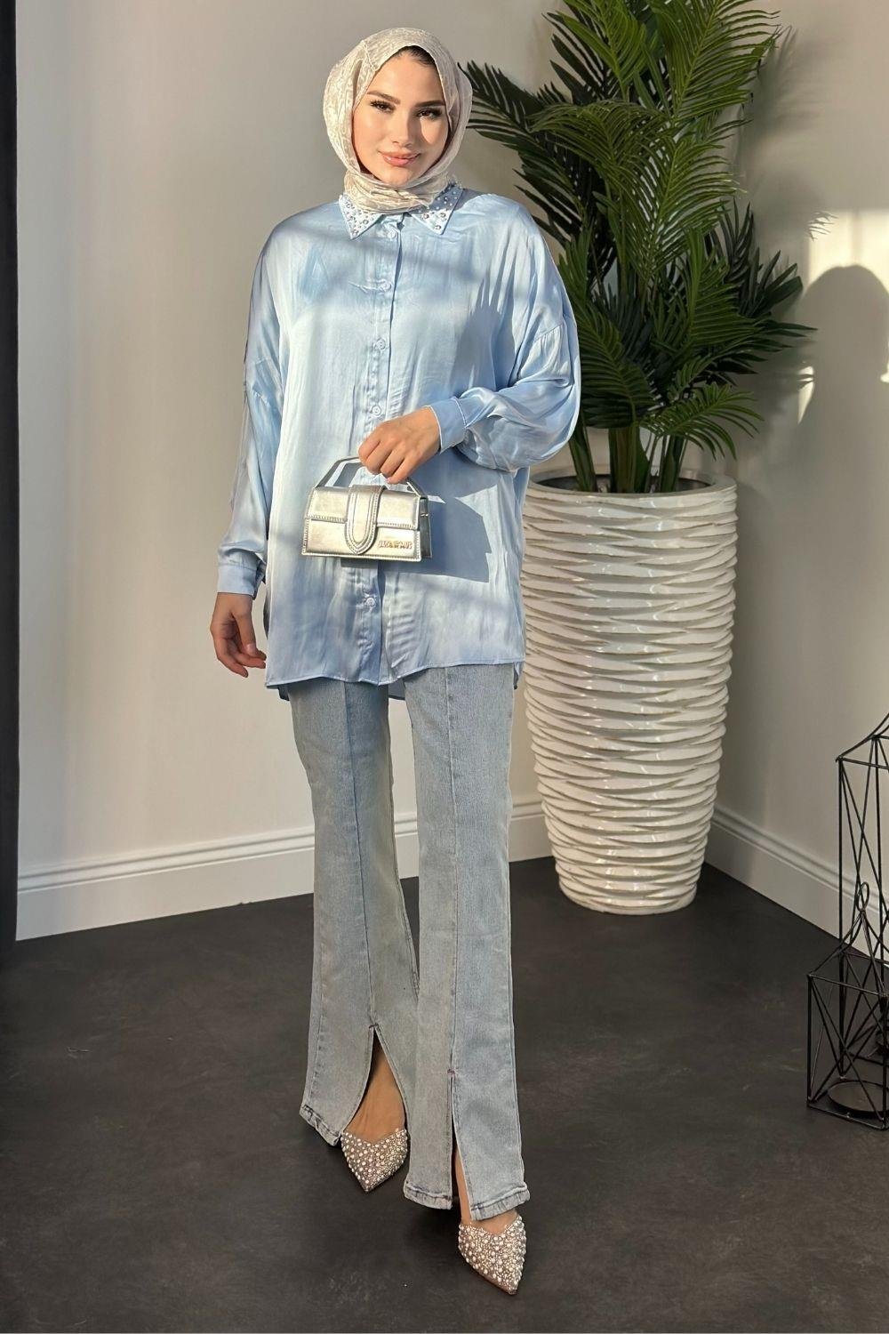 Nisanur Gömlek Mavi 3676 