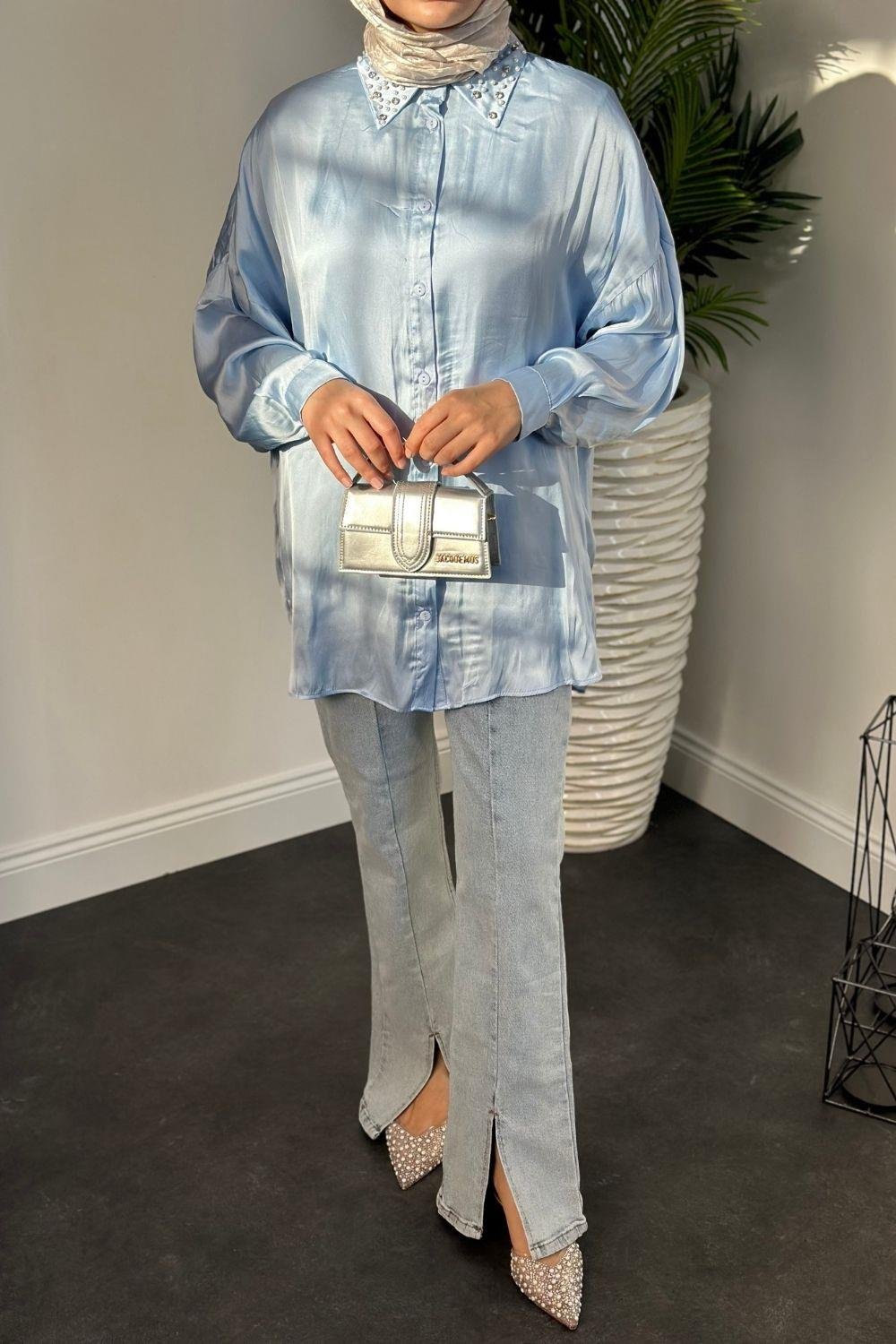 Nisanur Gömlek Mavi 3676 