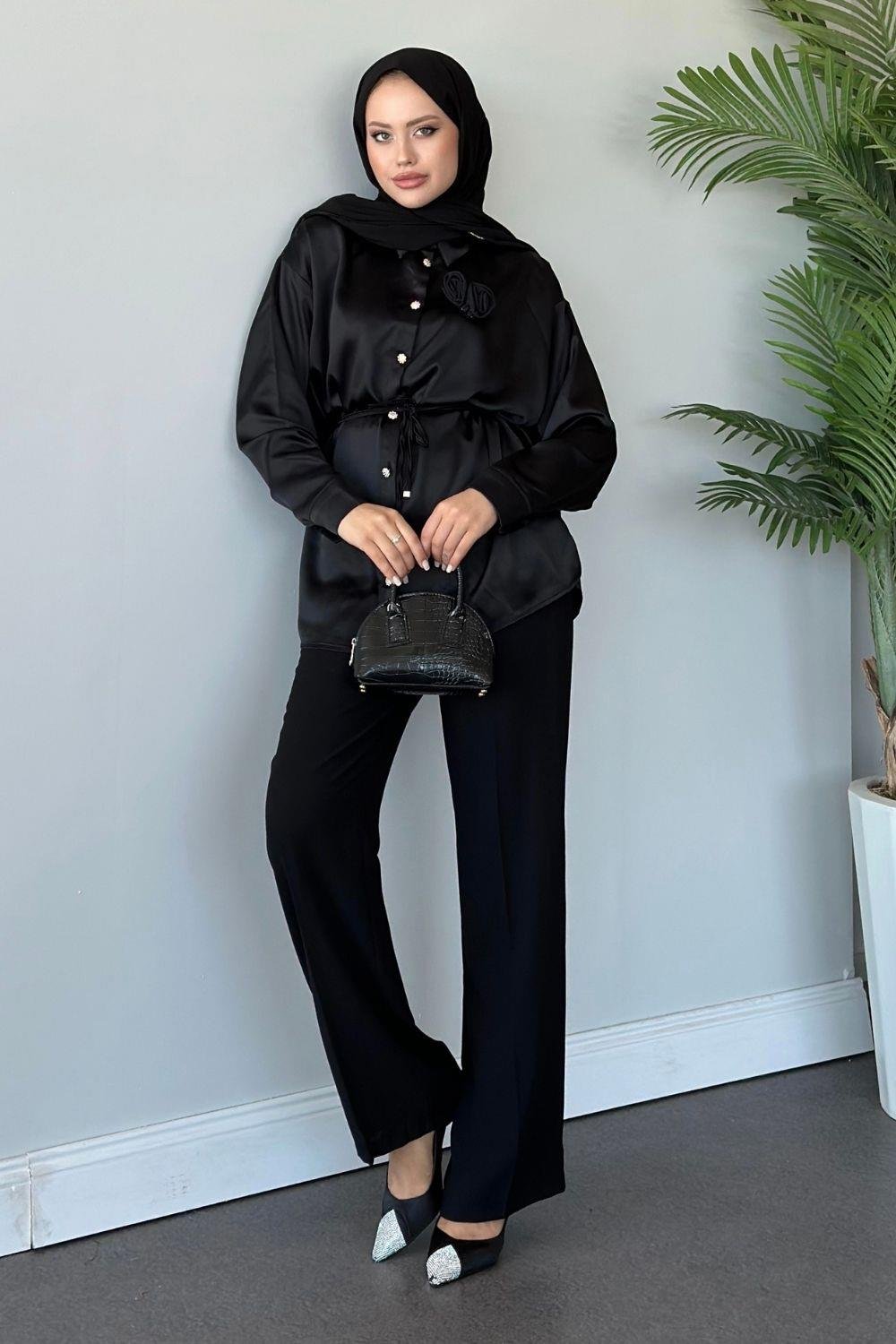 Firdevs Gömlek Siyah 3718 