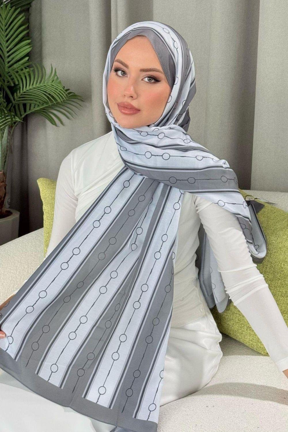 Çizgili Desen Şal Gri 4020 