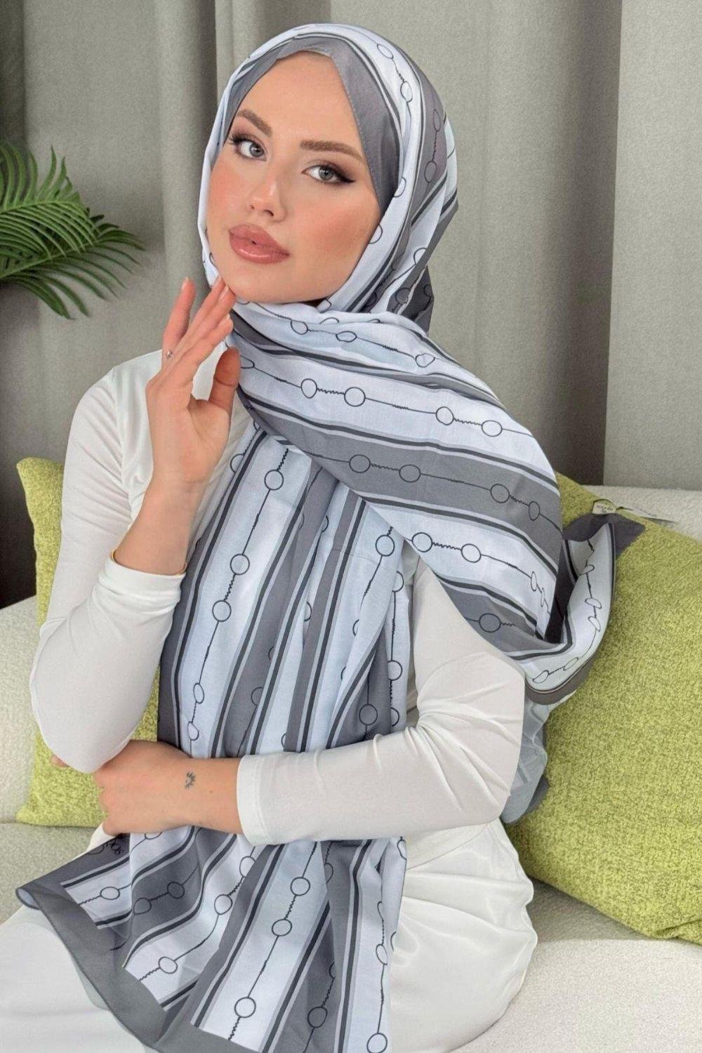 Çizgili Desen Şal Gri 4020 