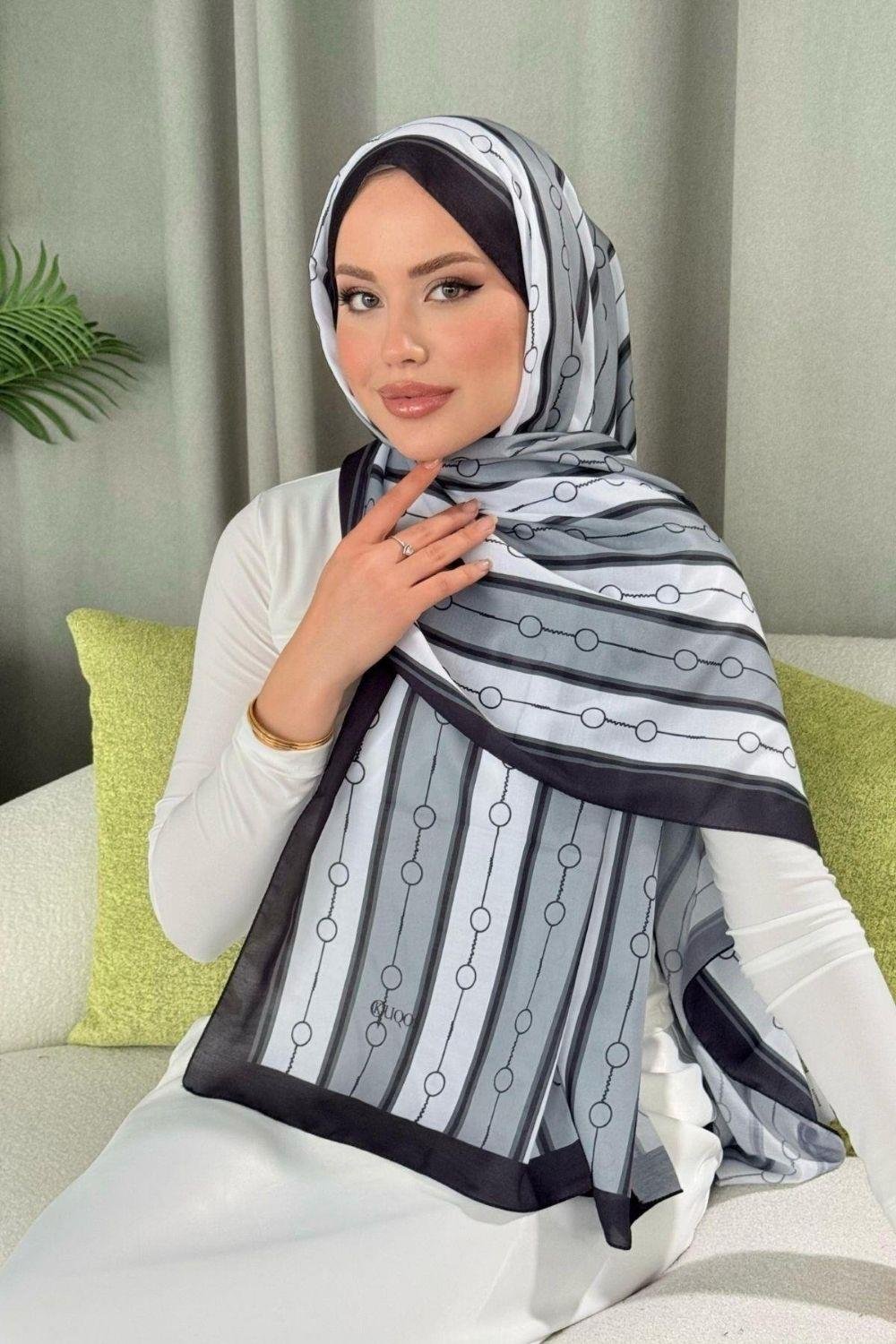 Çizgili Desen Şal Siyah 4020 