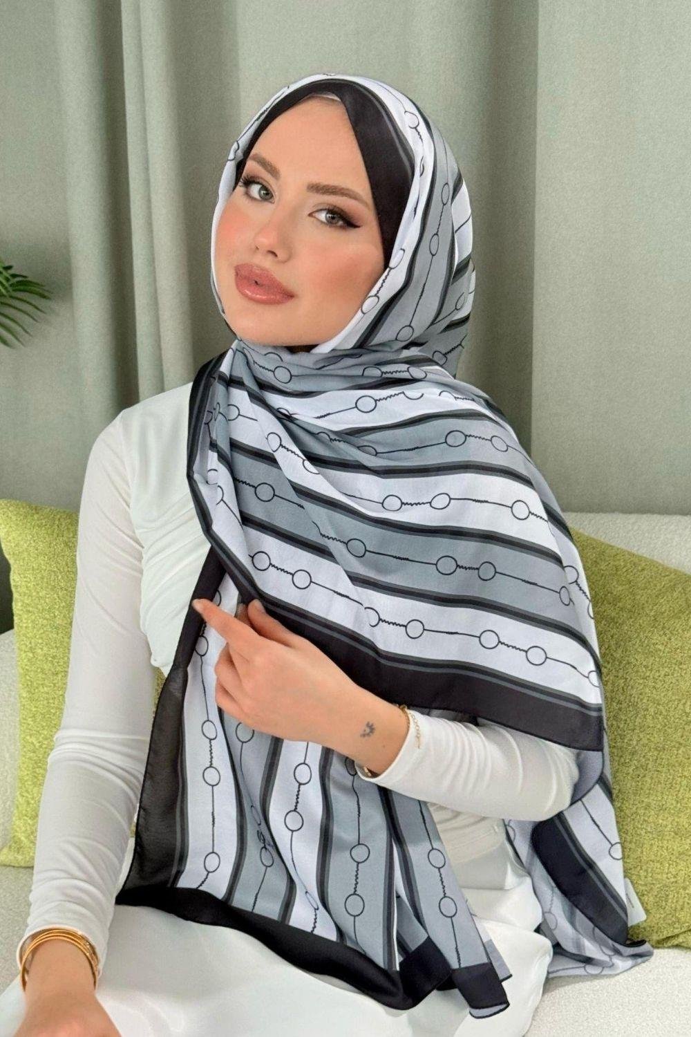 Çizgili Desen Şal Siyah 4020 