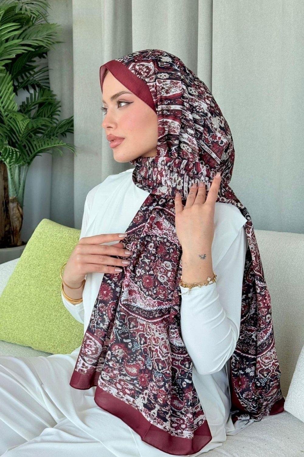 Kayli Dijital Şal Bordo 4029 